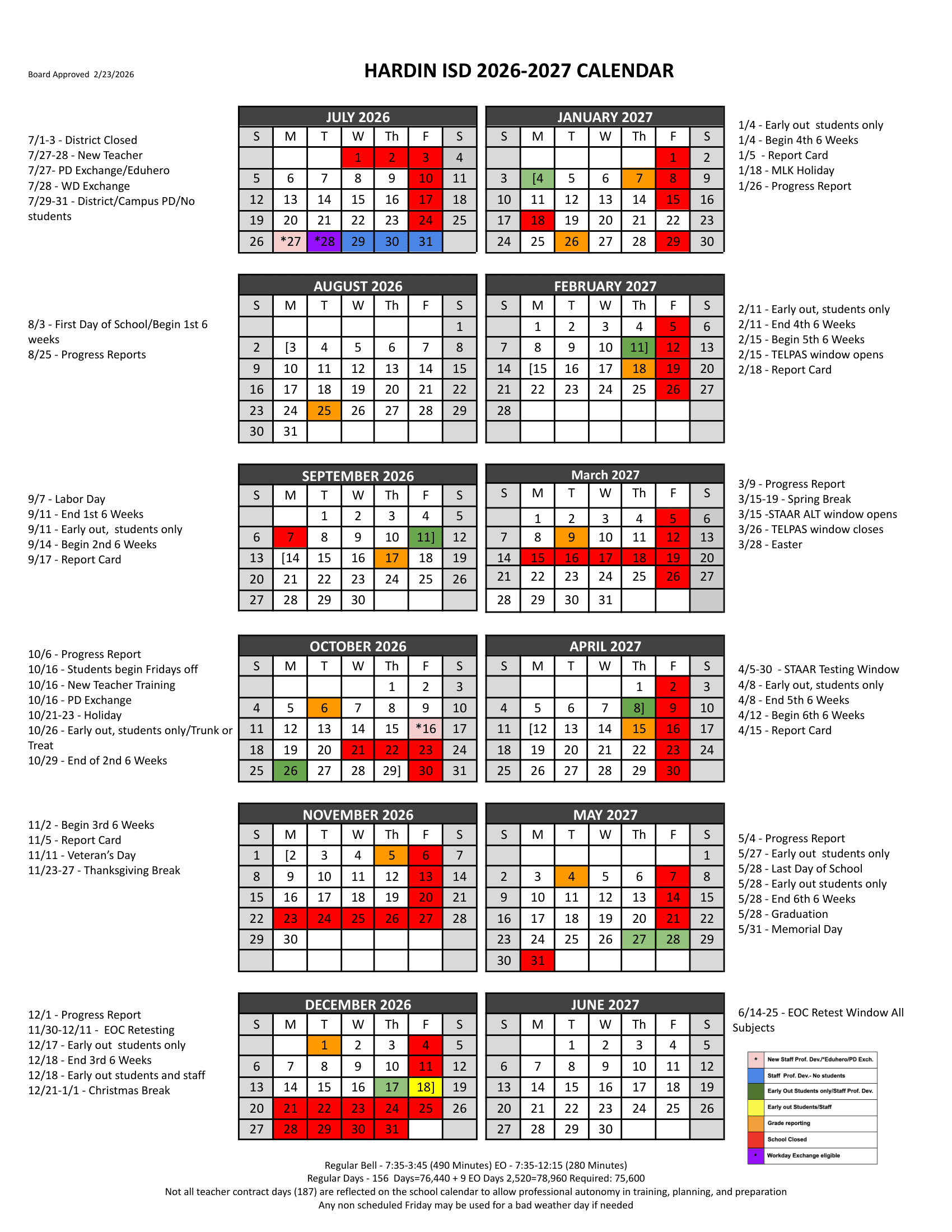 Hardin ISD Calendar 26-27 pdf