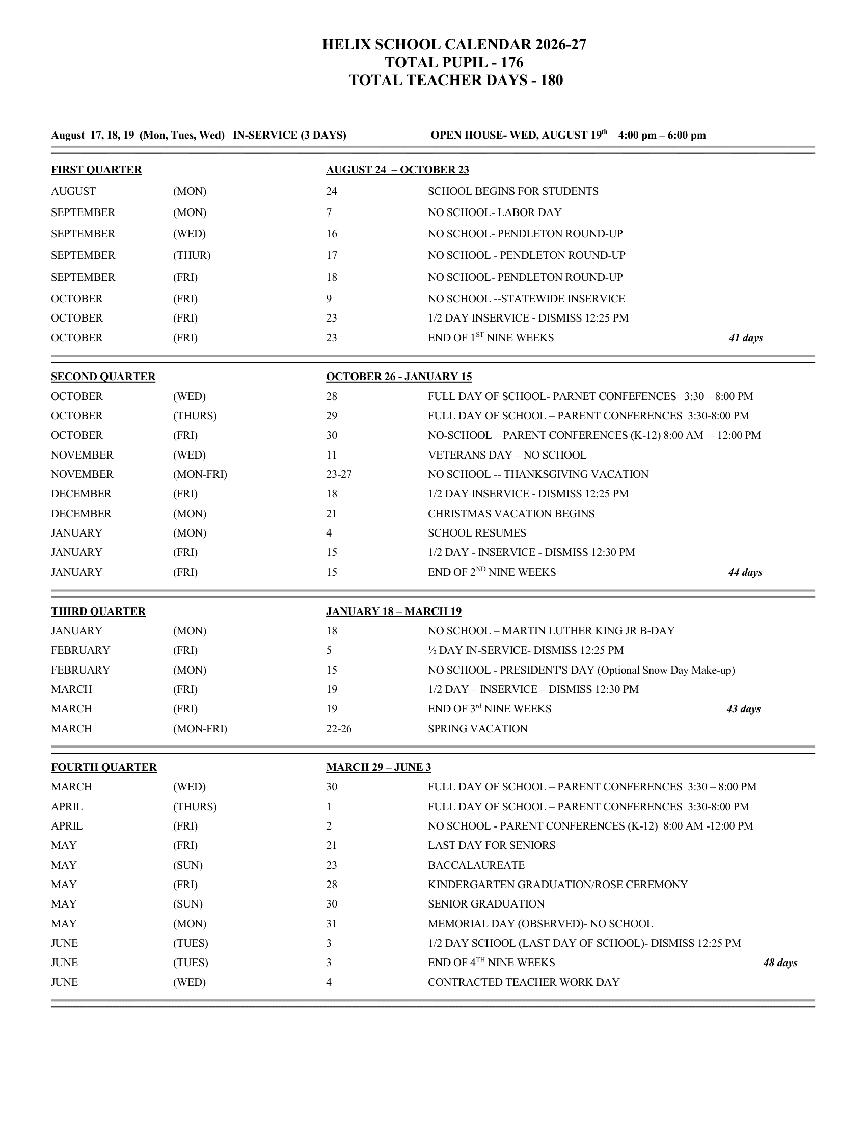 Helix School Calendar 26-27 PDF