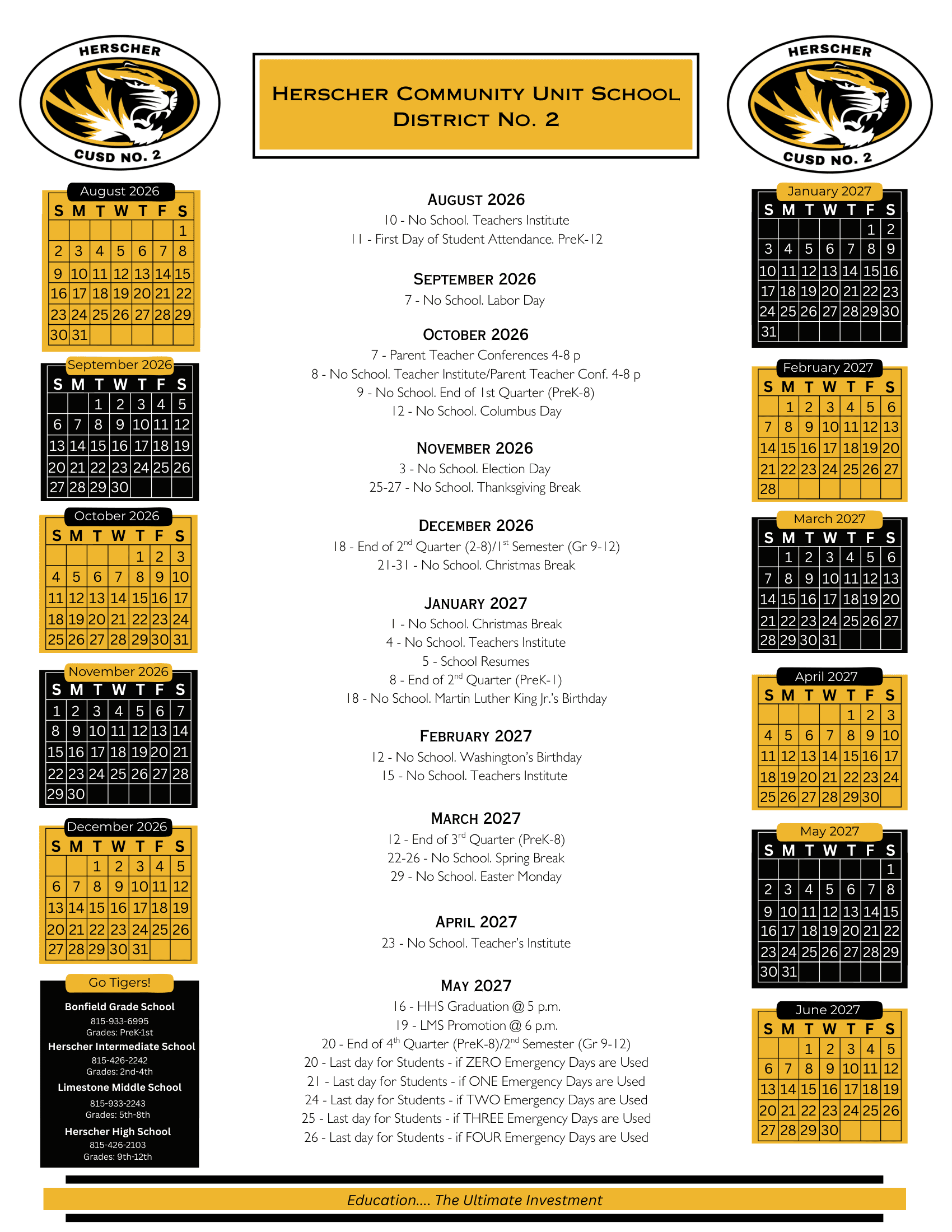 Herscher Community Unit School District No. 2 Calendar 26-27 pdf