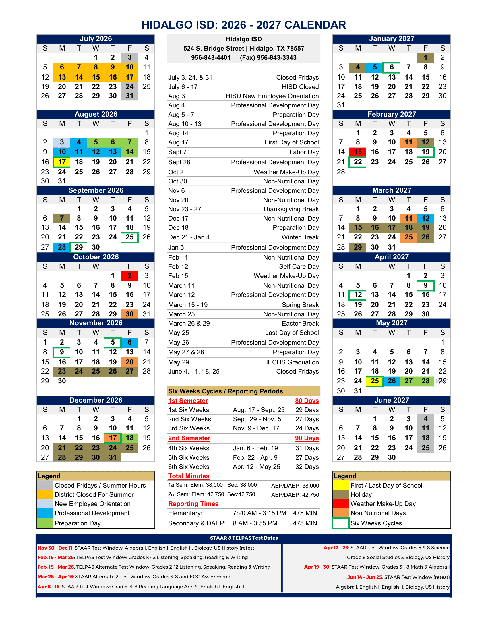Hidalgo ISD Calendar 26-27 pdf