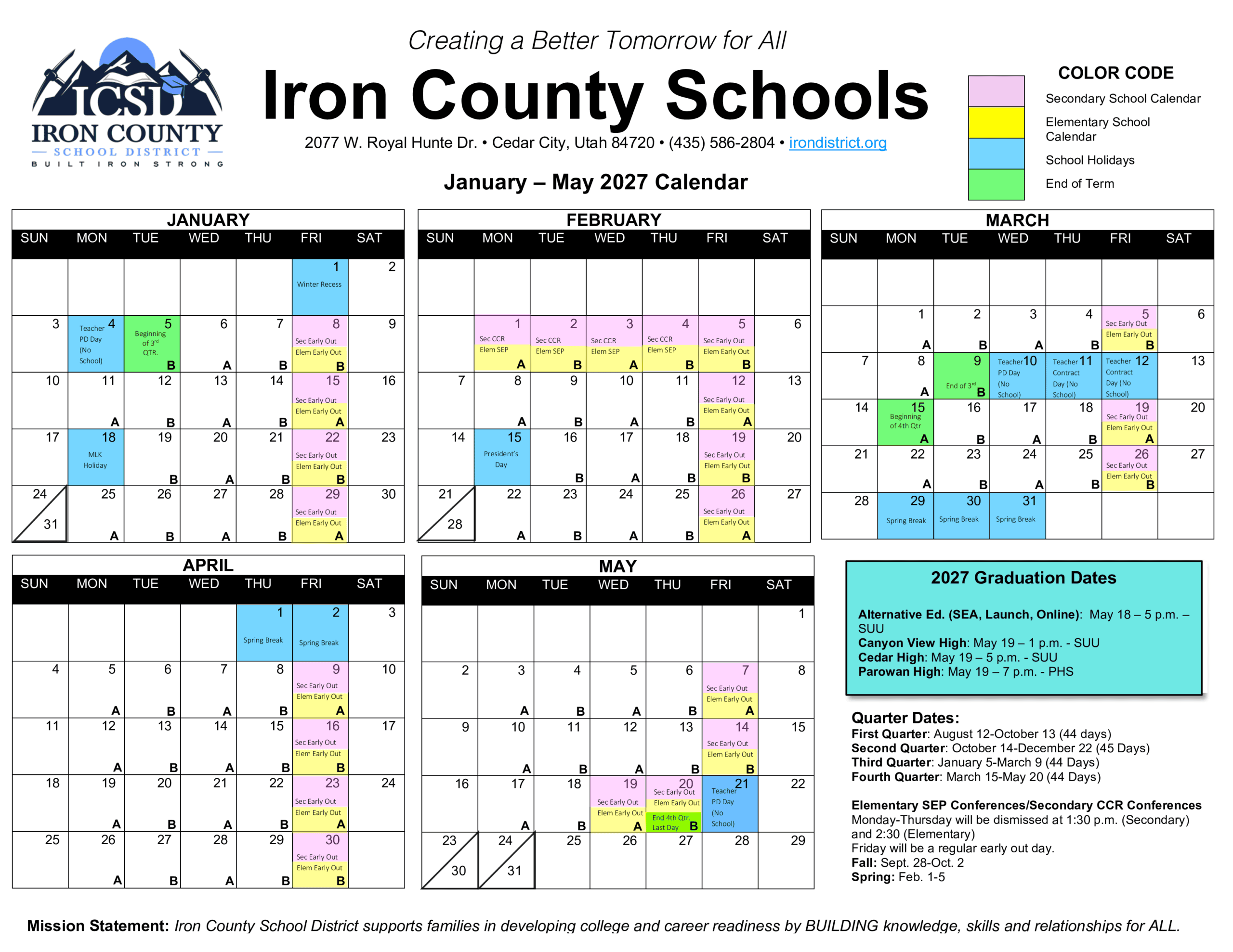 Iron County Schools Calendar 26-27 PDF