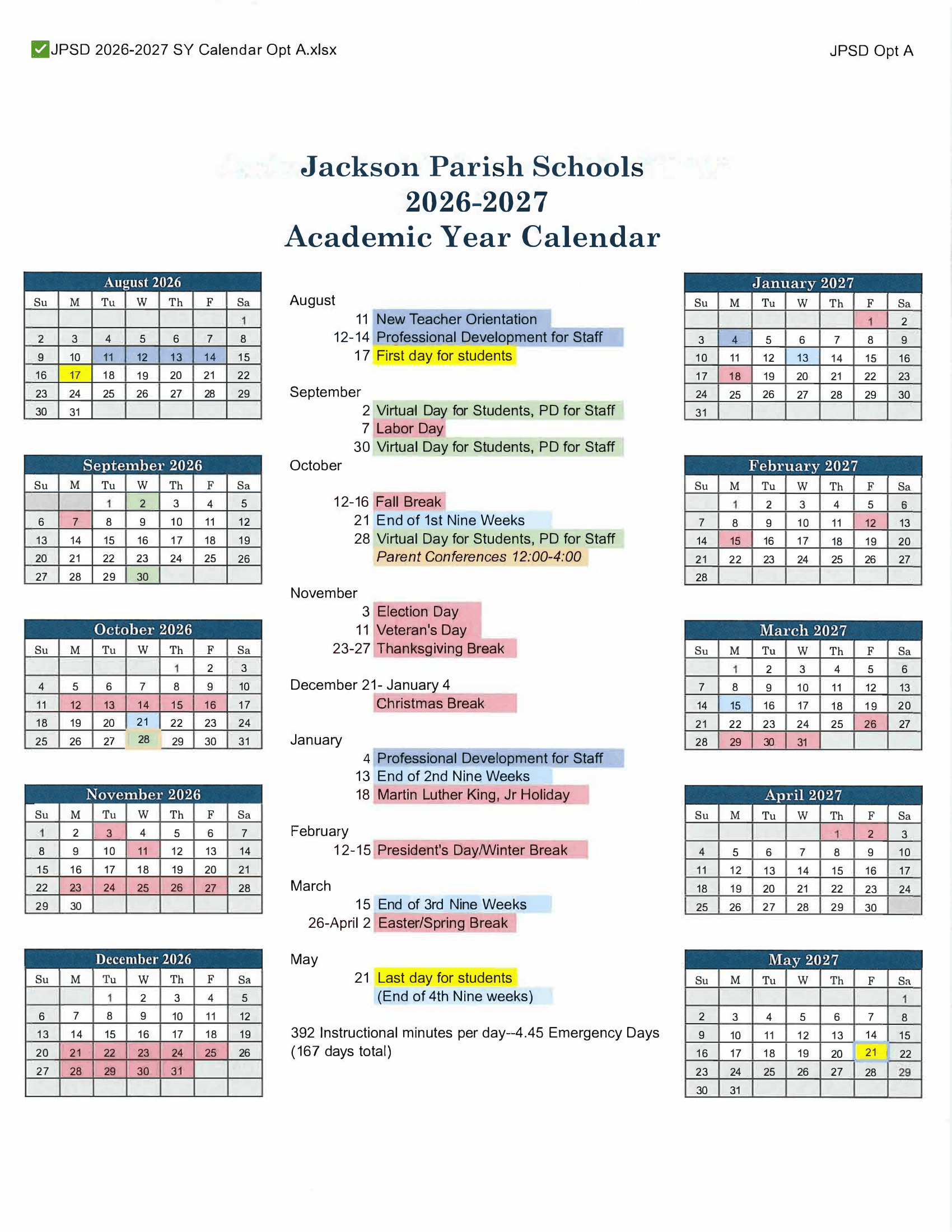 Jackson Parish Schools Calendar 26-27 pdf