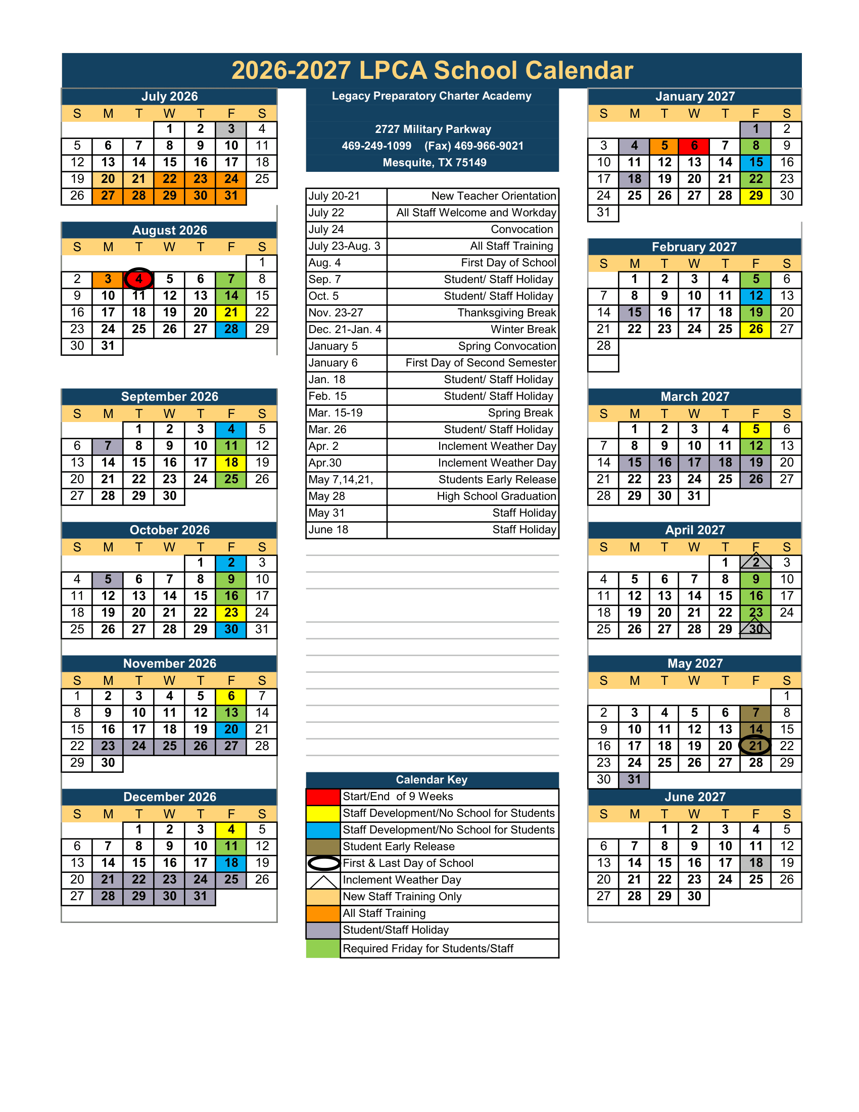 Legacy Preparatory Charter Academy Calendar 26-27 pdf