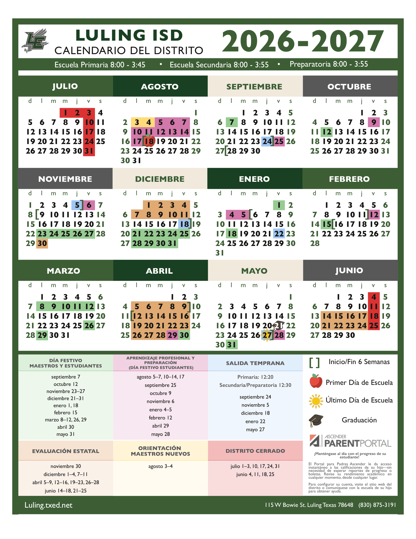 Luling ISD Calendar 26-27 pdf