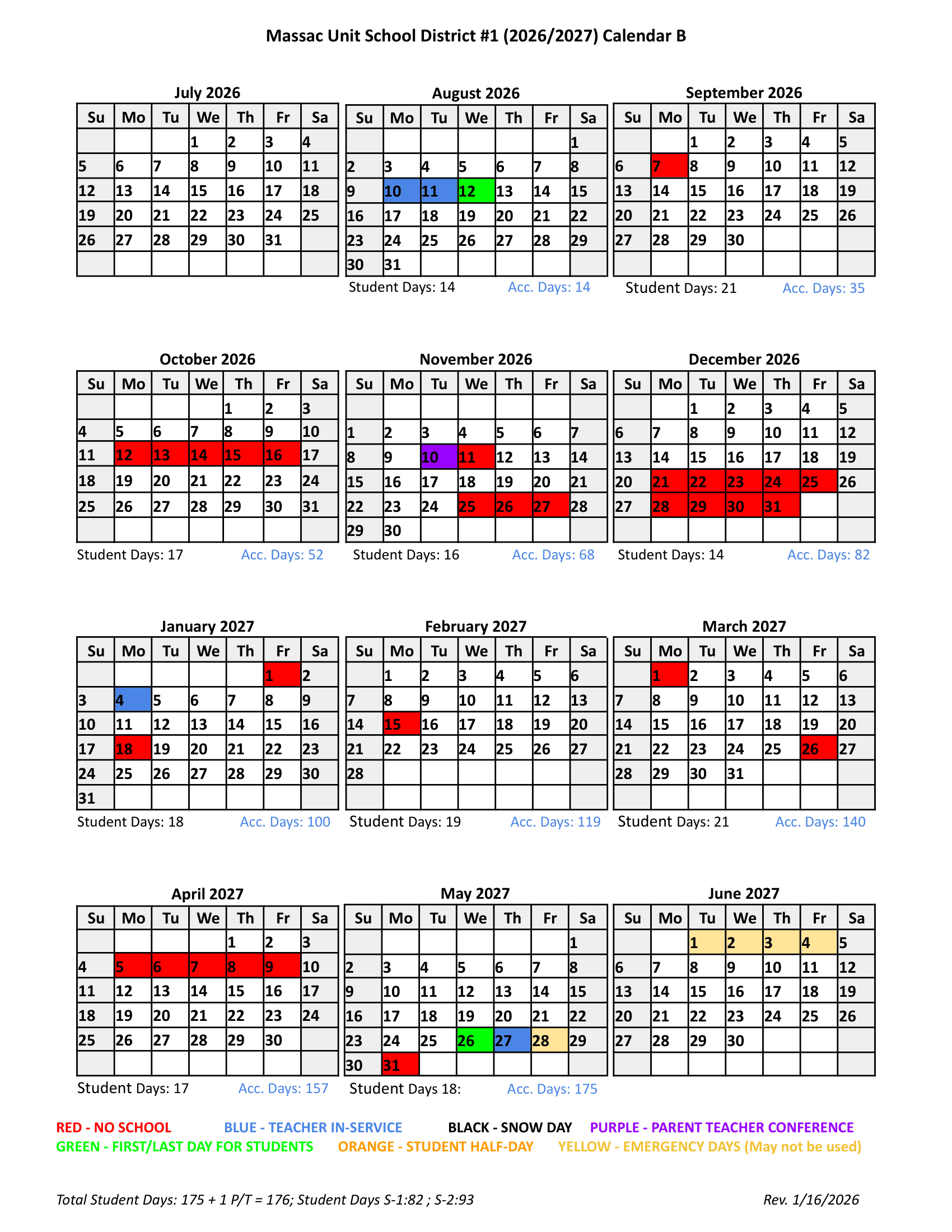 Massac Unit School District #1 Calendar 26-27 pdf
