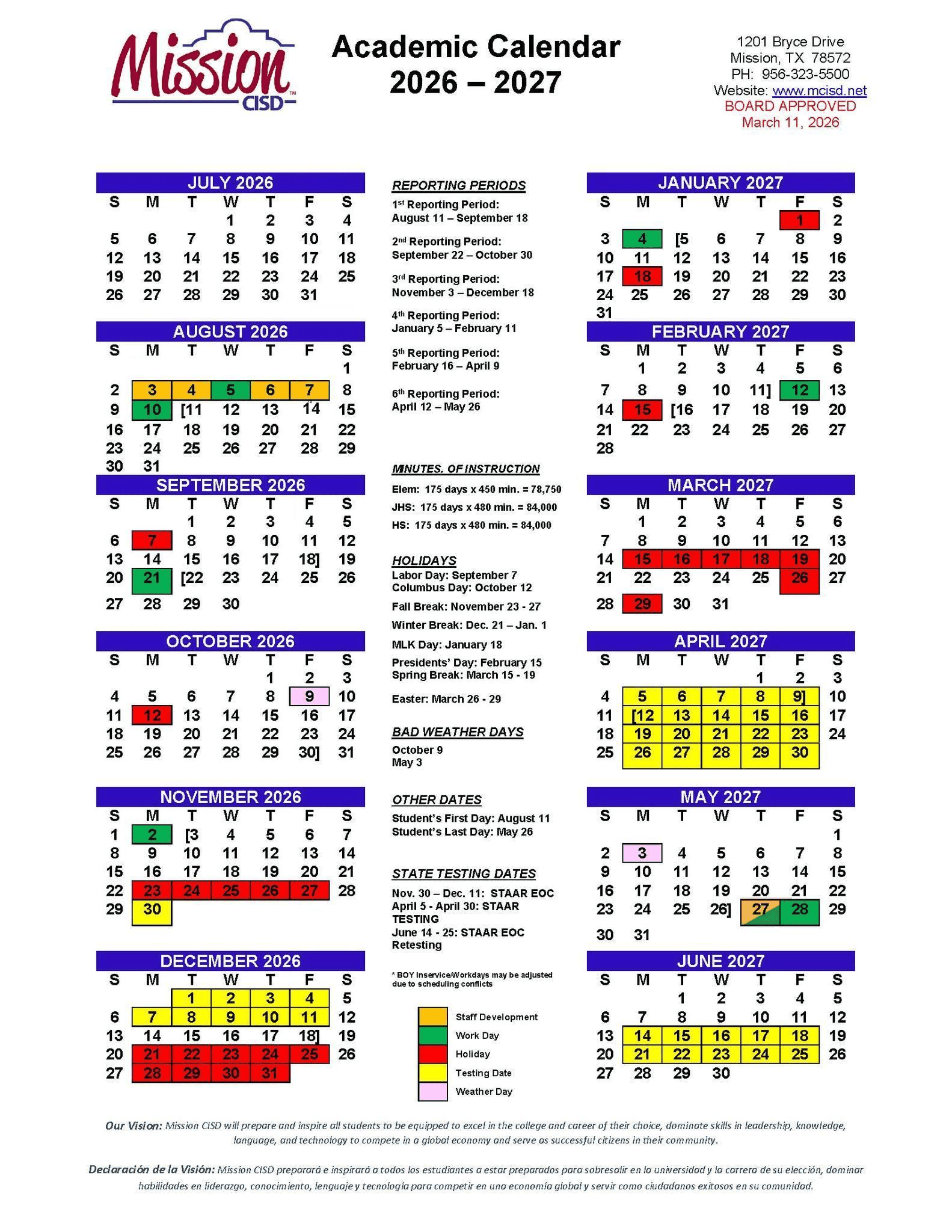 Mission CISD Calendar 26-27 pdf