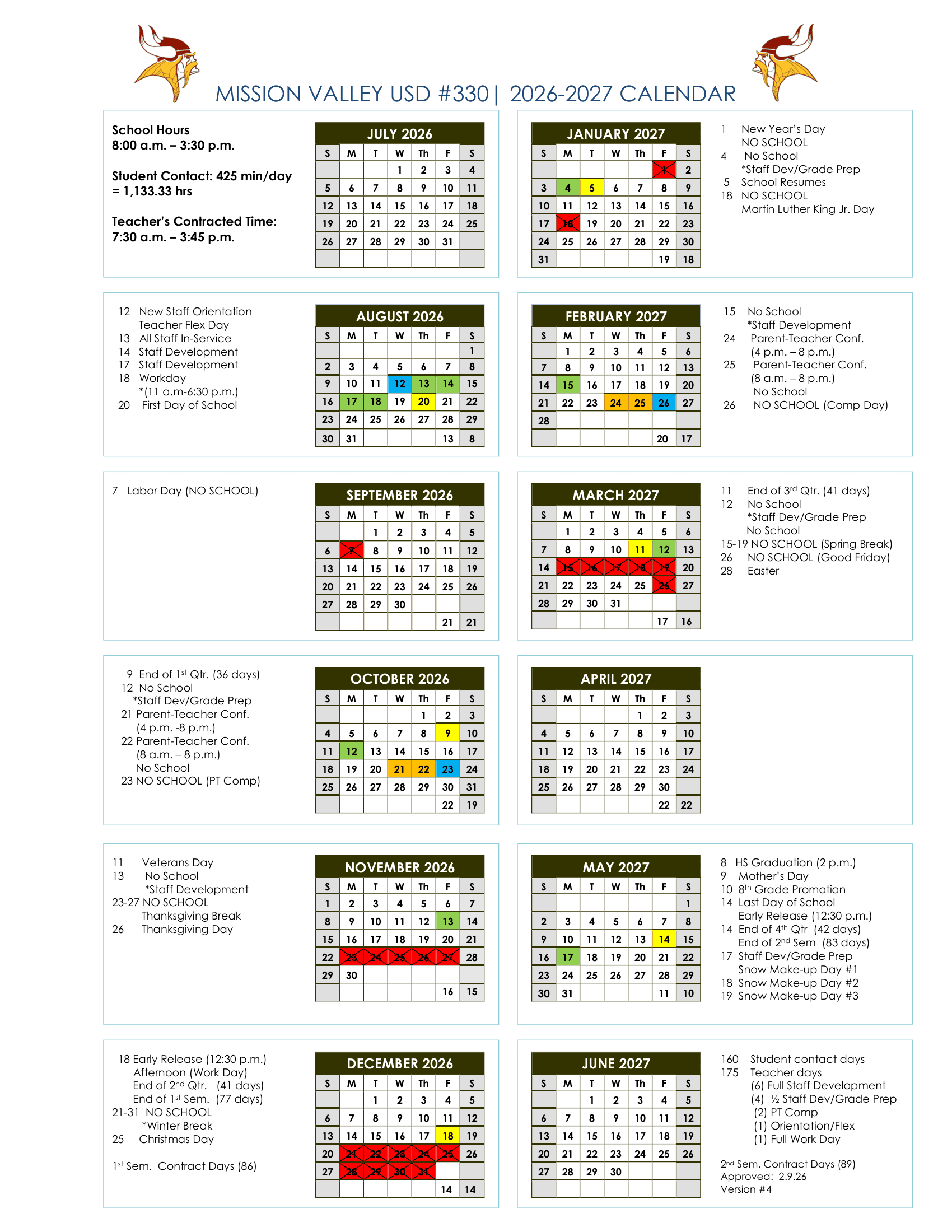 Mission Valley USD #330 Calendar 26-27 Revised