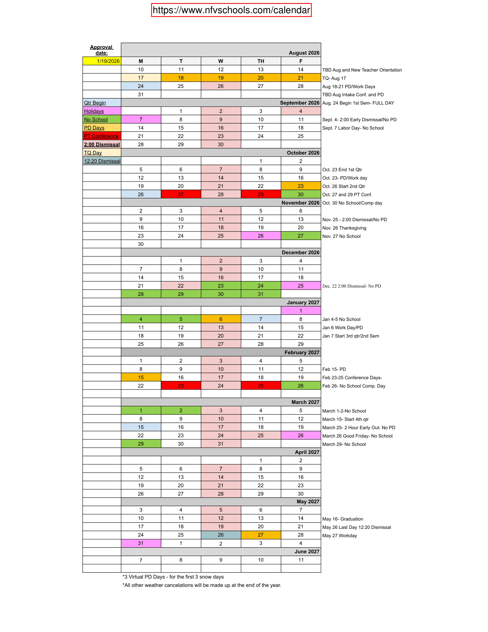 NFV School Calendar 26-27 pdf