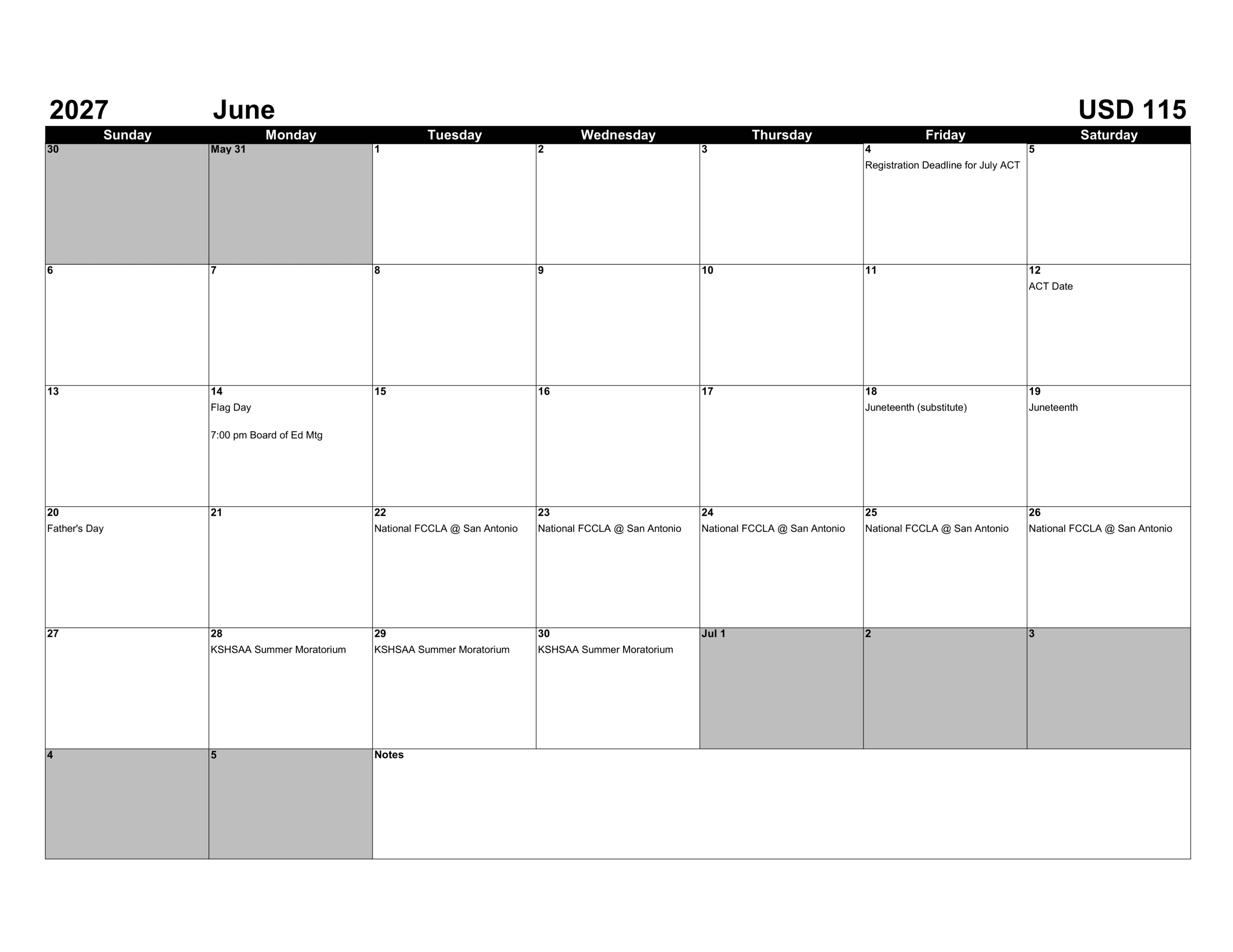Nemaha Central Schools USD 115 Calendar 26-27 Revised