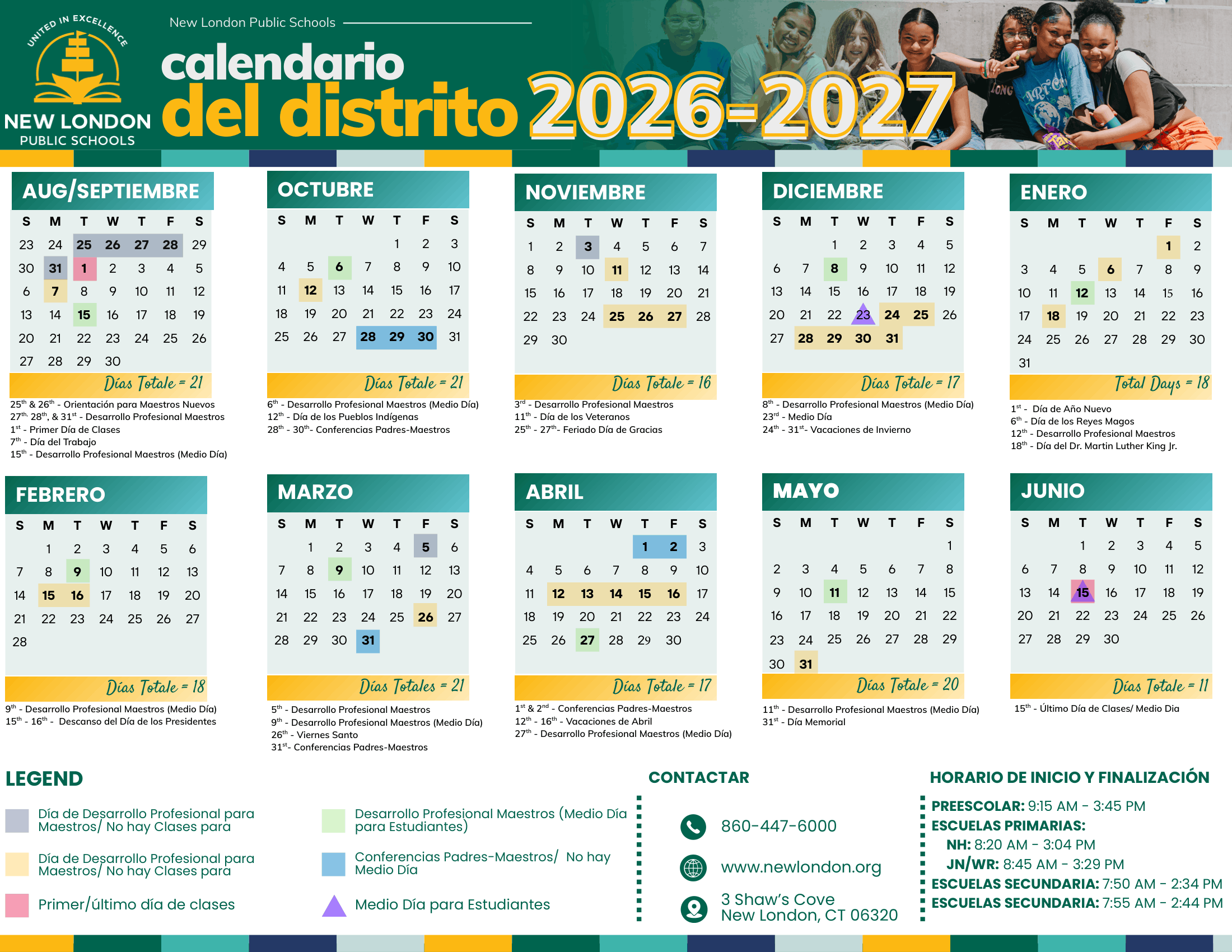 New London Public Schools Calendar 26-27 pdf