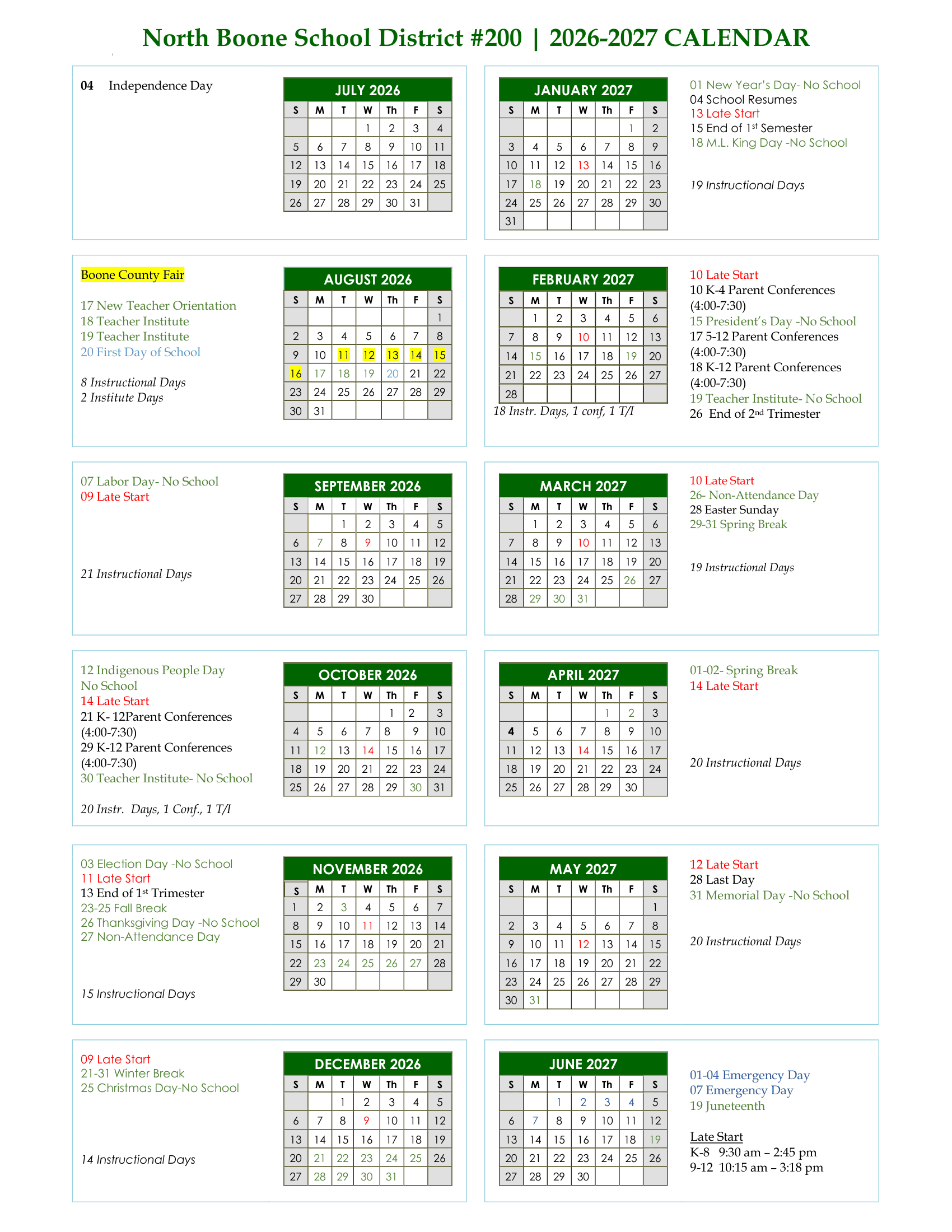North Boone School District #200 Calendar 26-27 pdf