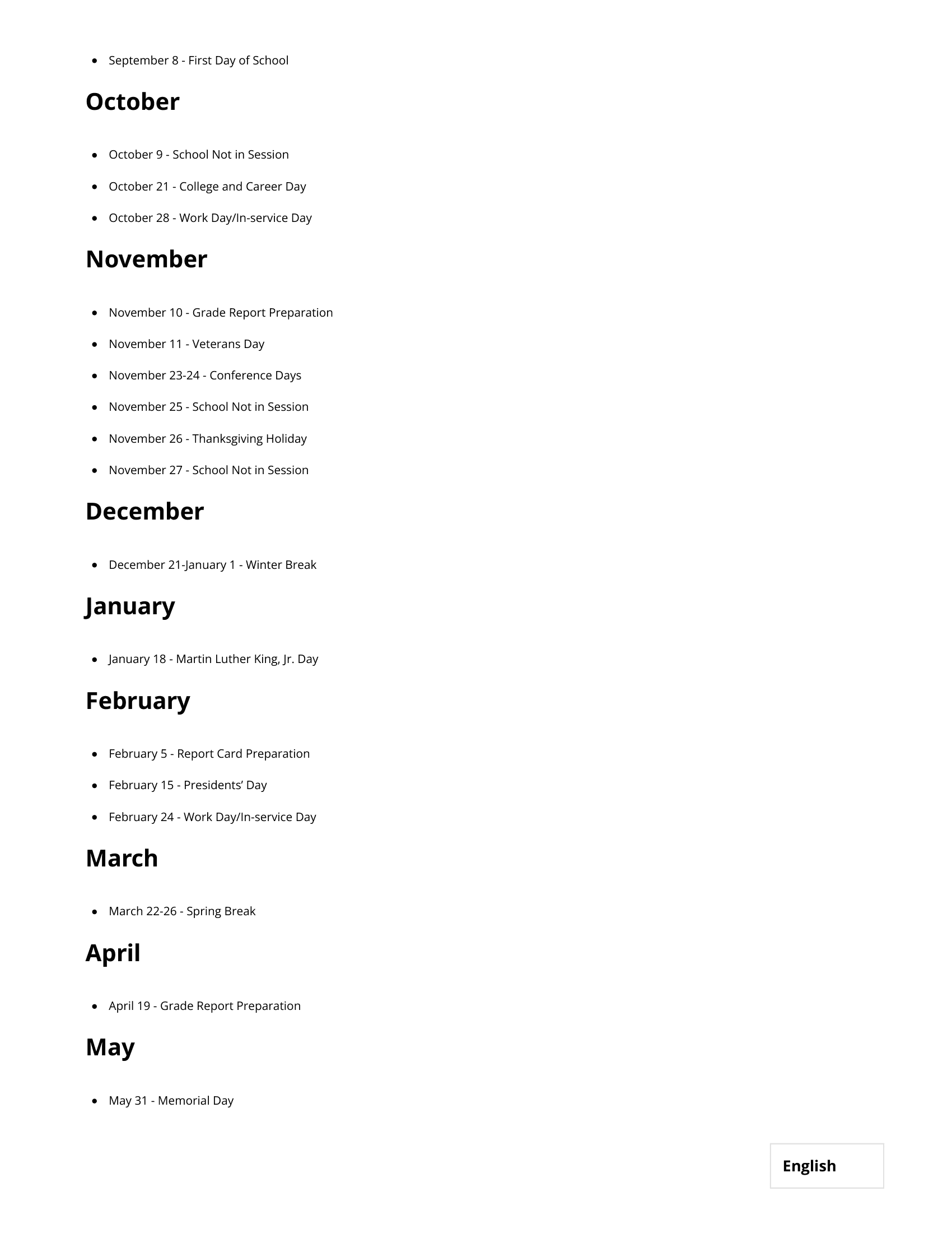 North Clackamas School District Calendar 25-26 PDF
