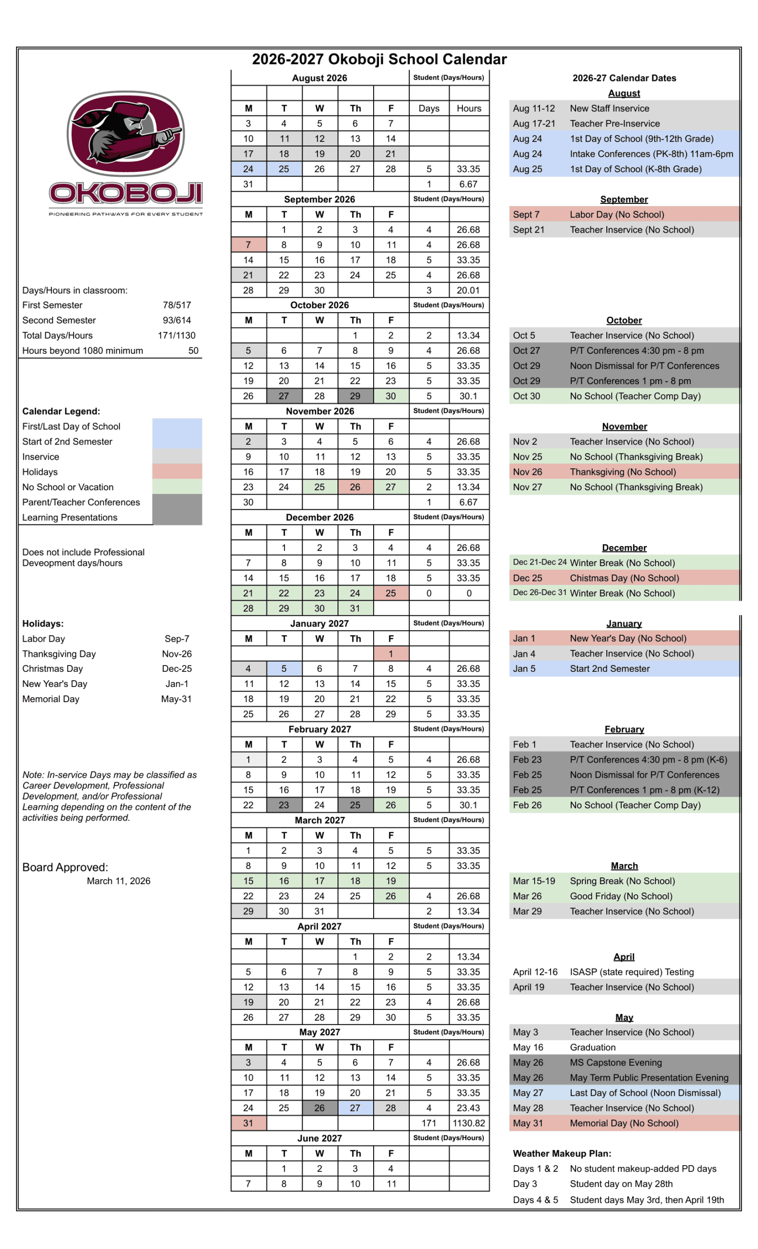 Okoboji School Calendar 26-27 pdf