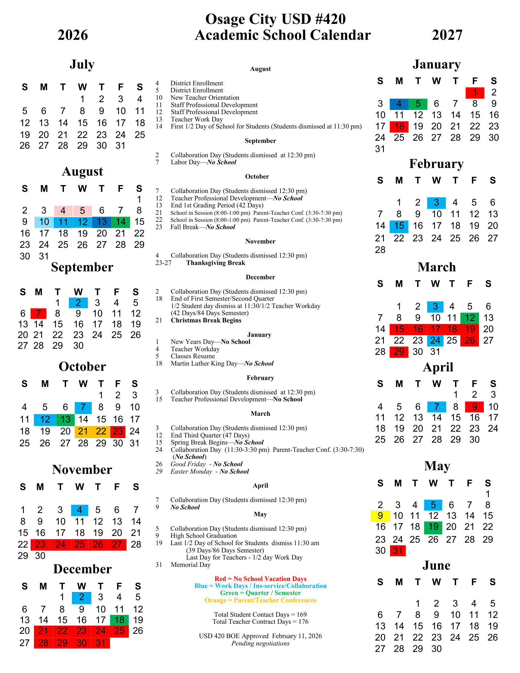Osage City USD #420 Calendar 26-27 Revised
