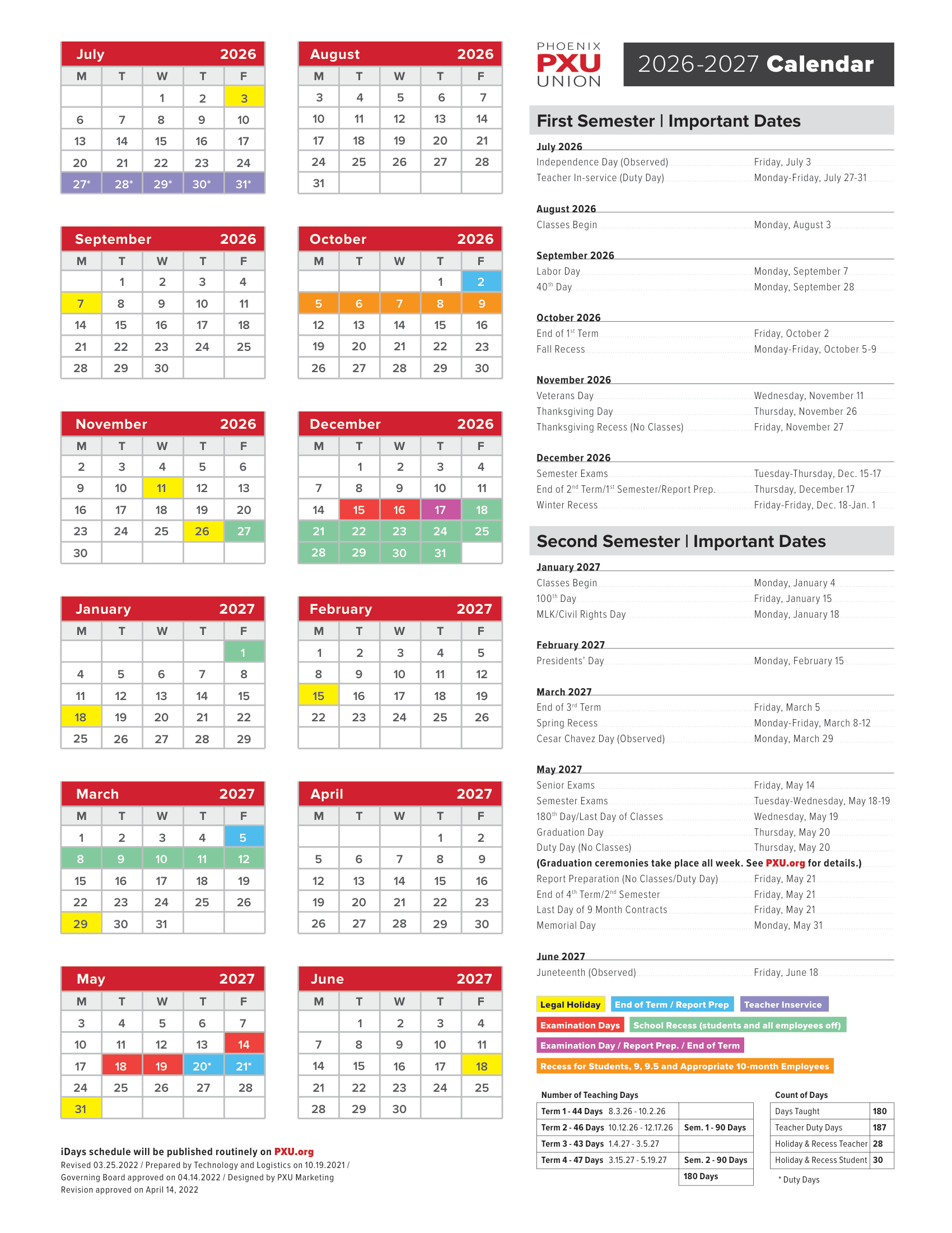 Phoenix Union Calendar 26-27 pdf