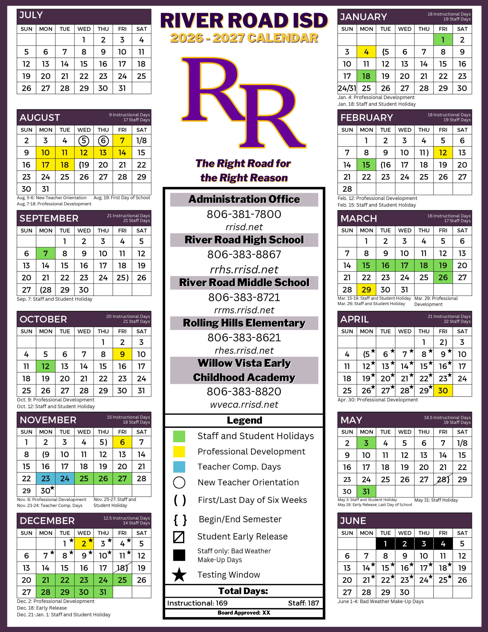 RIVER ROAD ISD Calendar 26-27 pdf