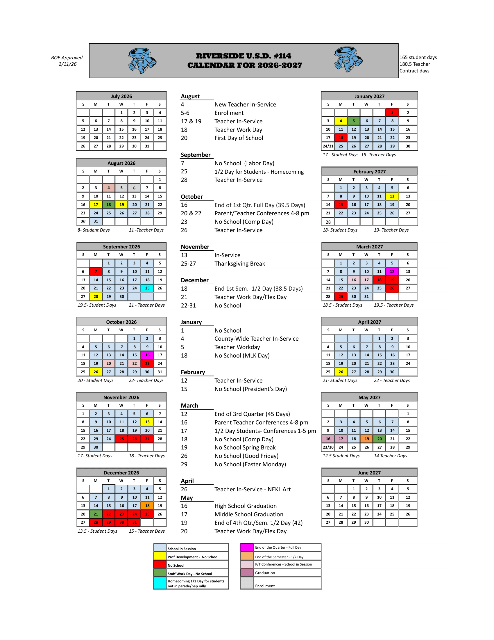 RIVERSIDE U.S.D. #114 Calendar 26-27 Revised