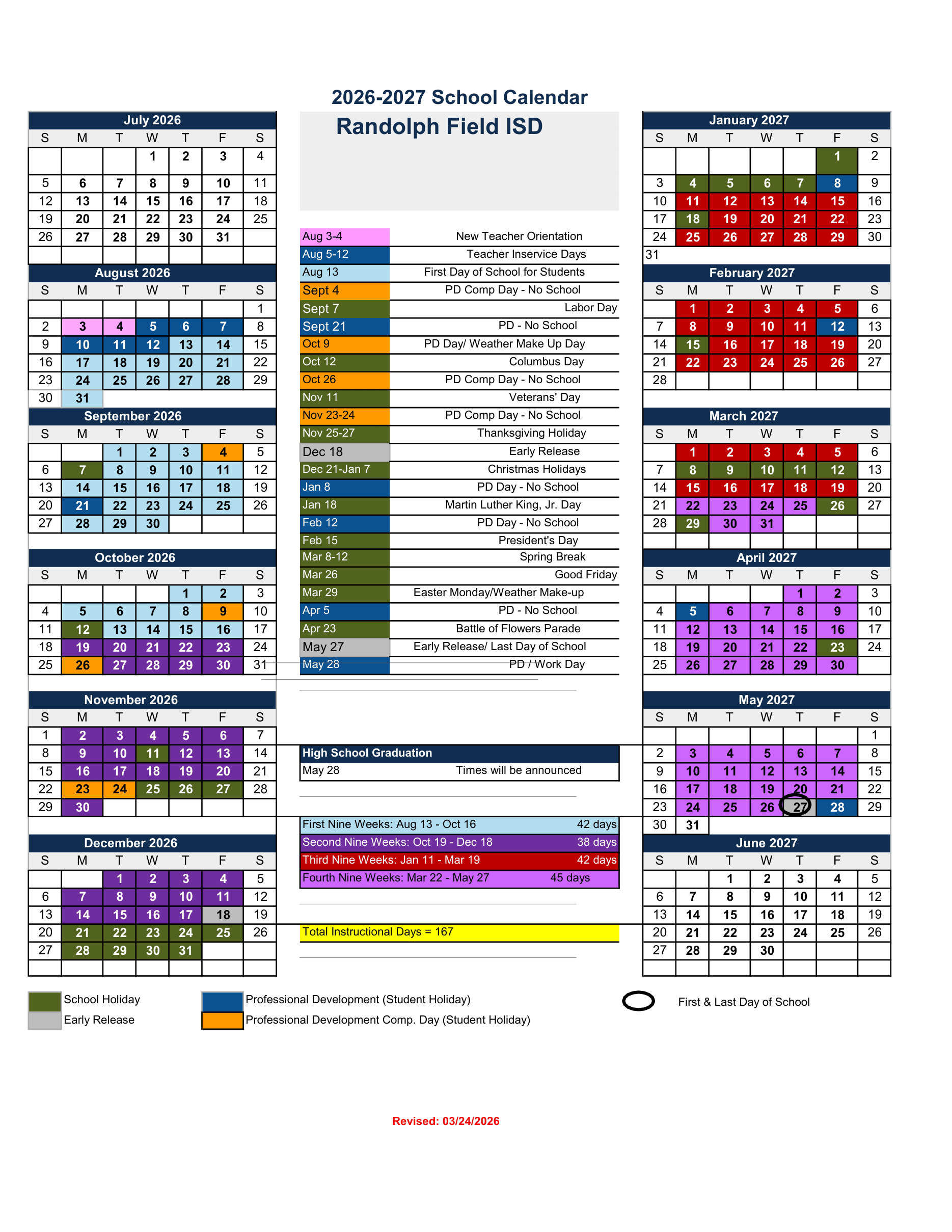 Randolph Field ISD Calendar 26-27 pdf