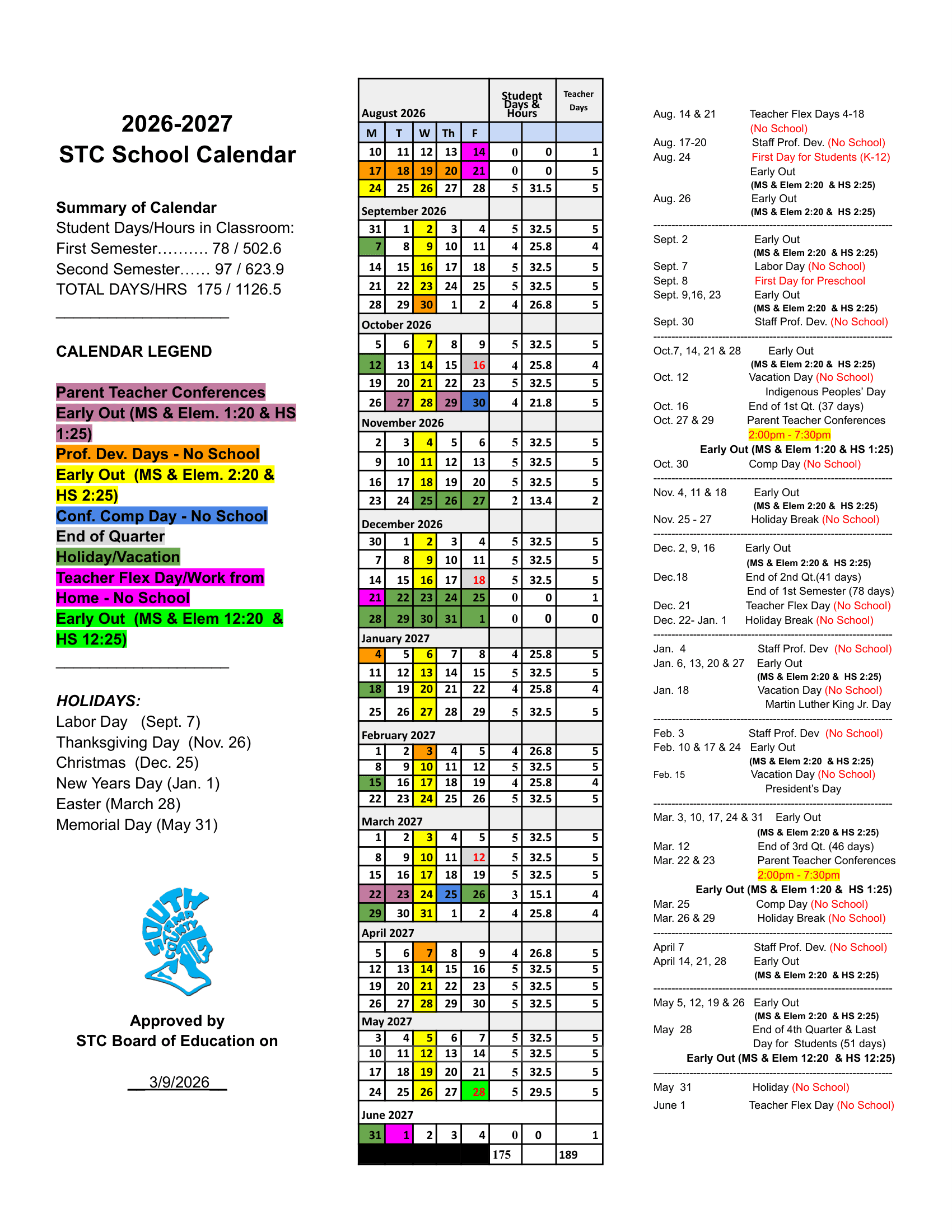 STC School Calendar 26-27 pdf