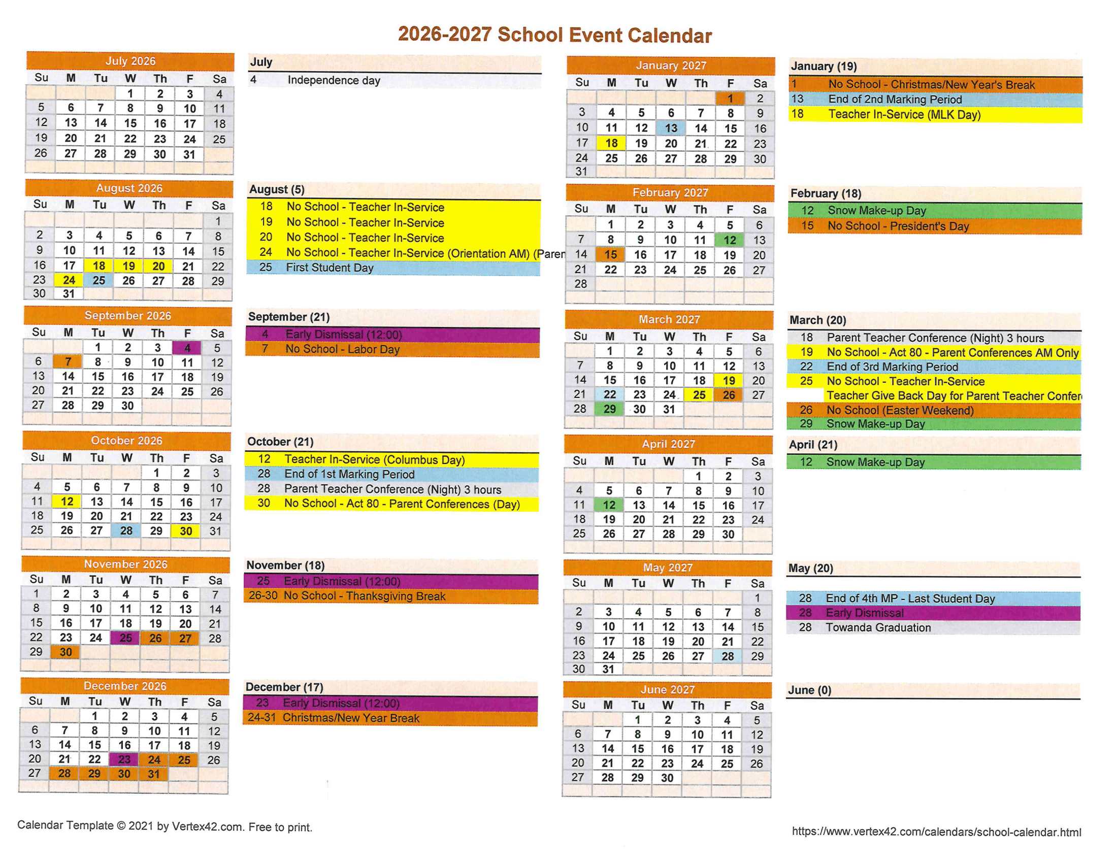 2026-2027 School Event Calendar Calendar 26-27 pdf