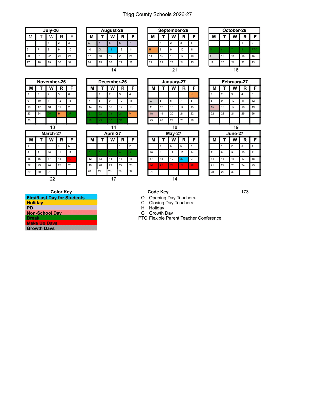 Trigg County Schools Calendar 26-27 Revised