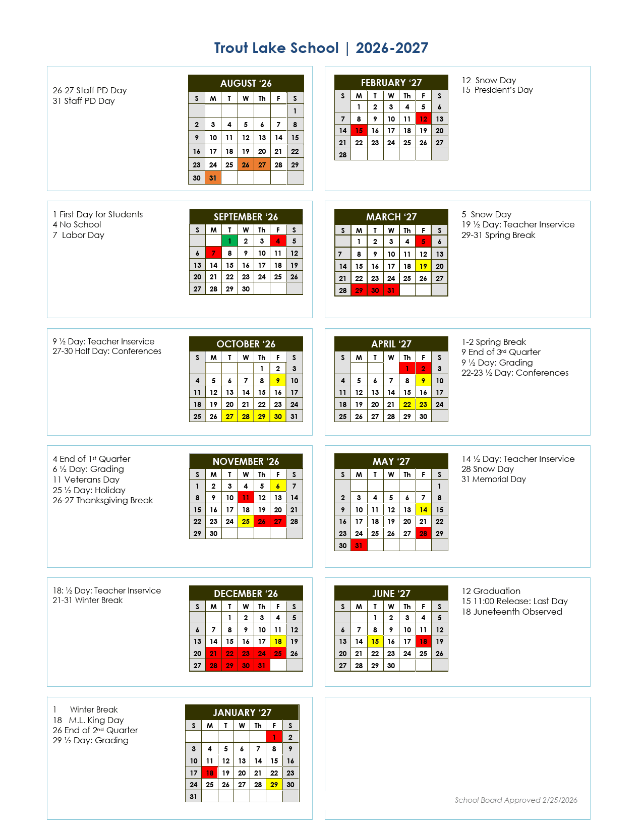 Trout Lake School Calendar 26-27 pdf