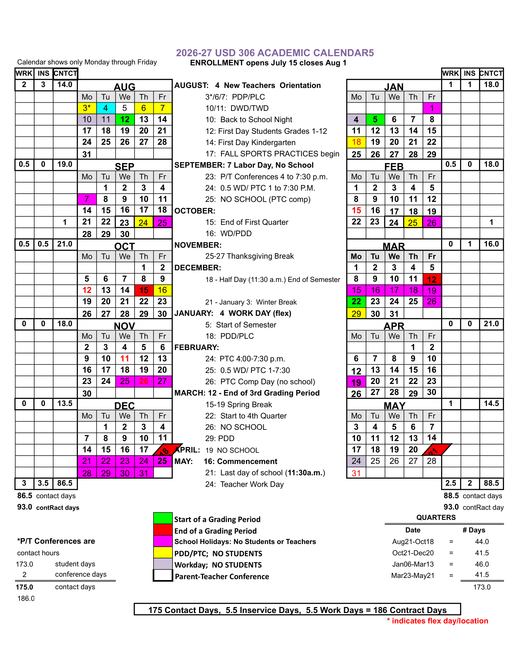 USD 306 Calendar 26-27 Revised