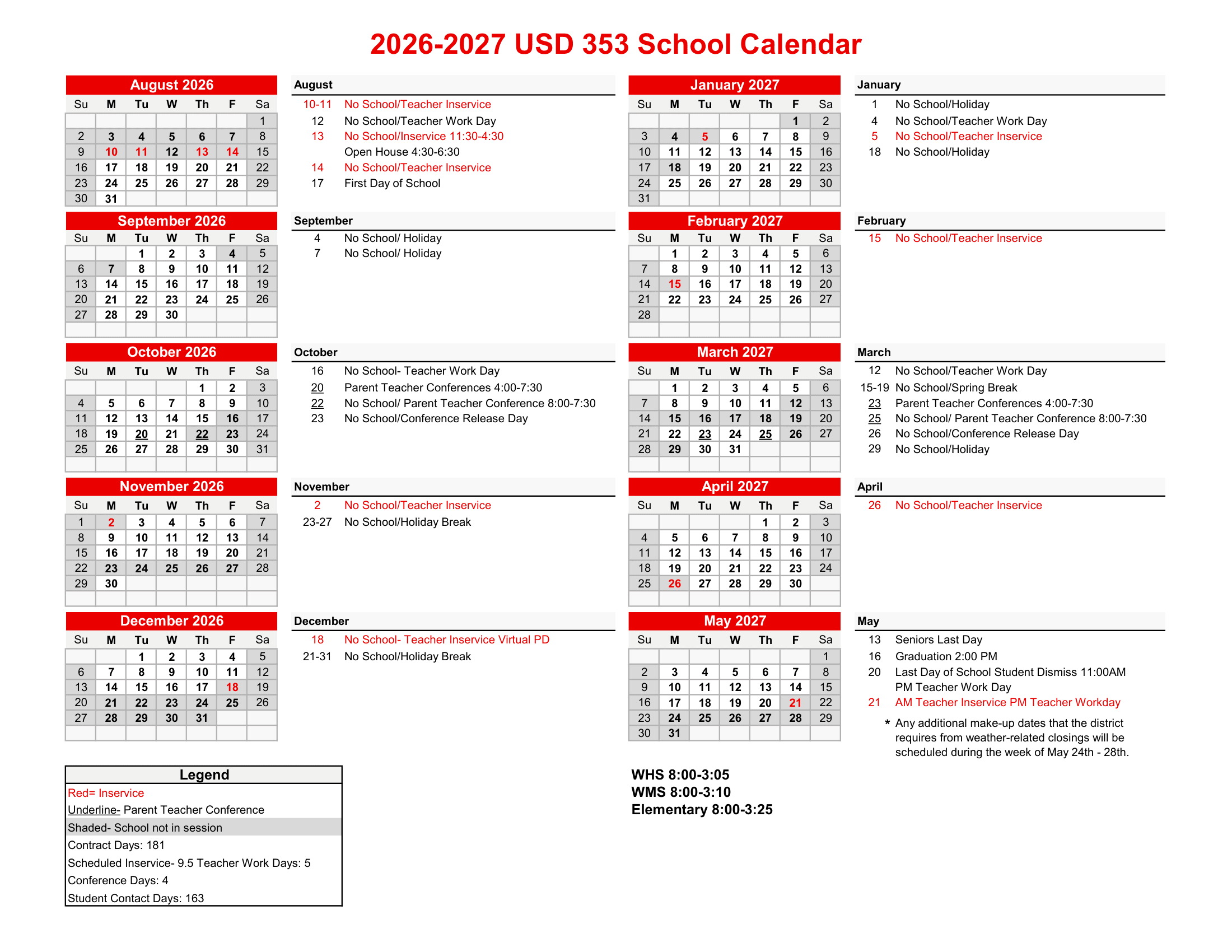 USD 353 Calendar 26-27 Revised