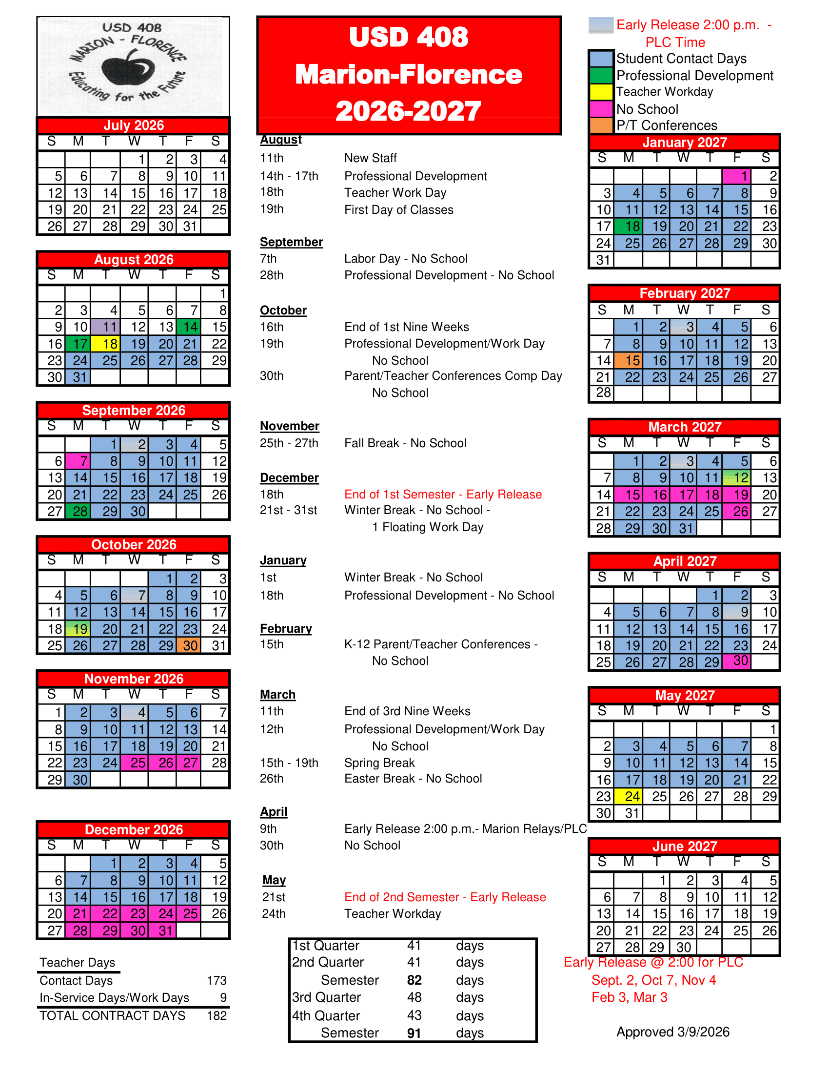 USD 408 Marion-Florence Calendar 26-27 Revised