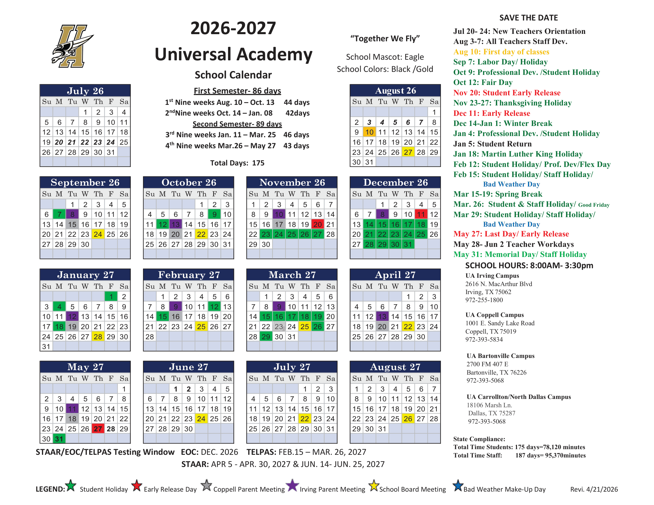Universal Academy Calendar 26-27 pdf