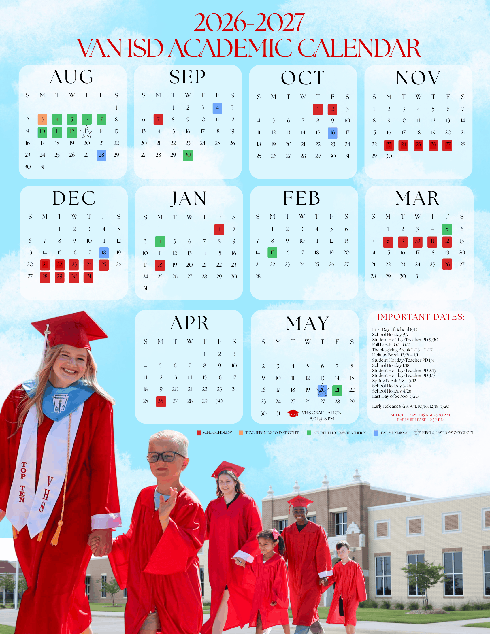 Van Independent School District Calendar 26-27 pdf