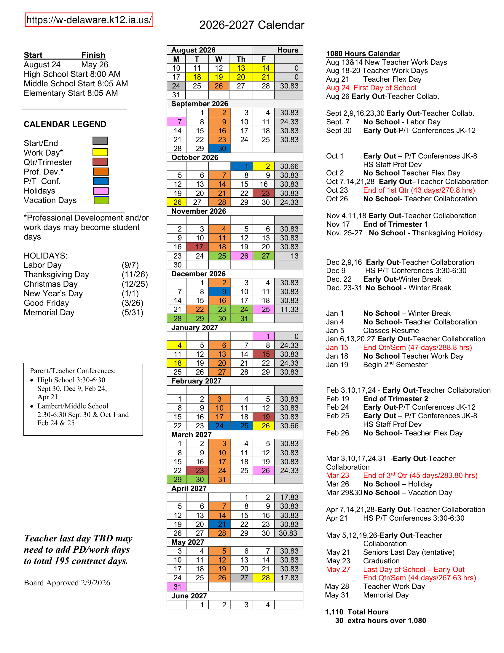 West Delaware Calendar 26-27 pdf