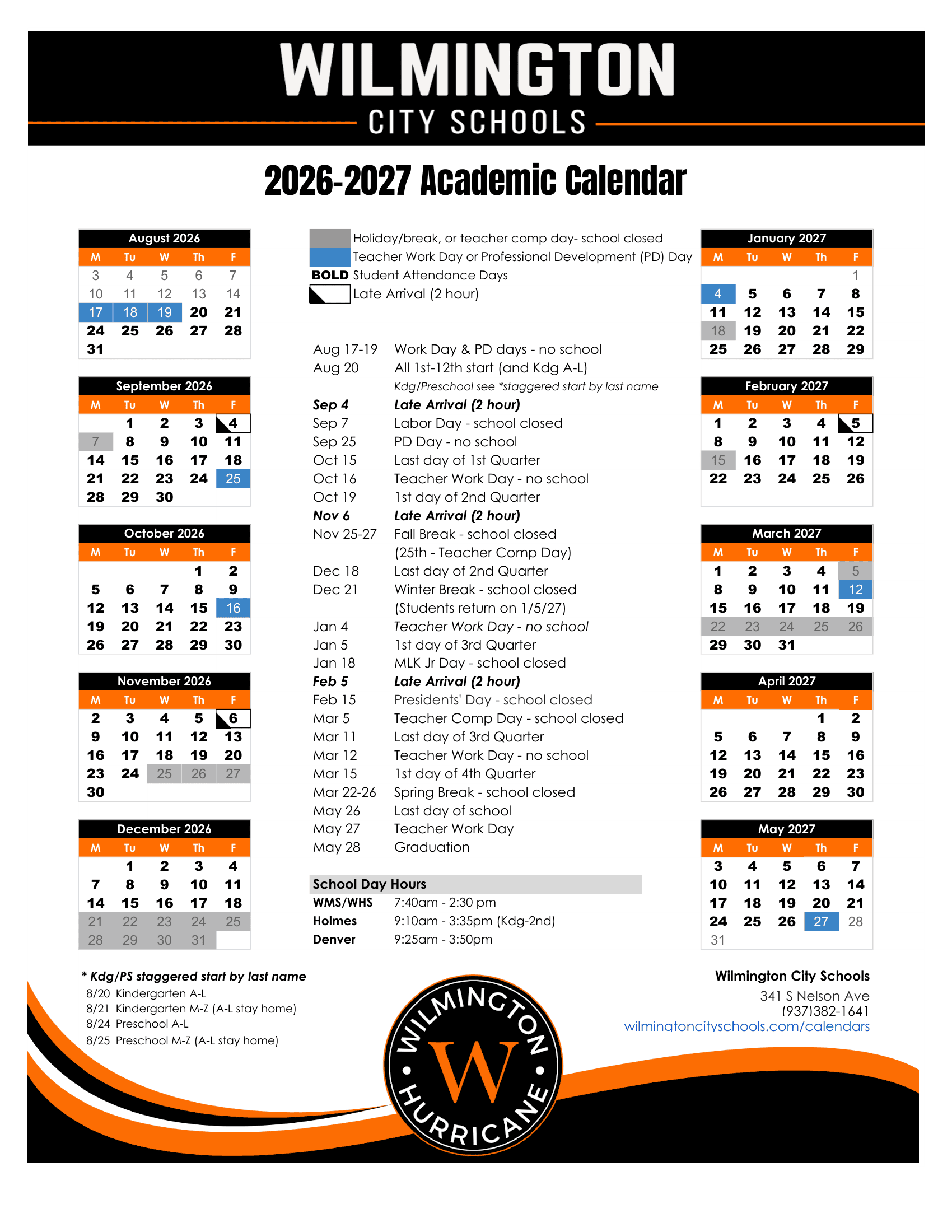 Wilmington City Schools Calendar 26-27 pdf