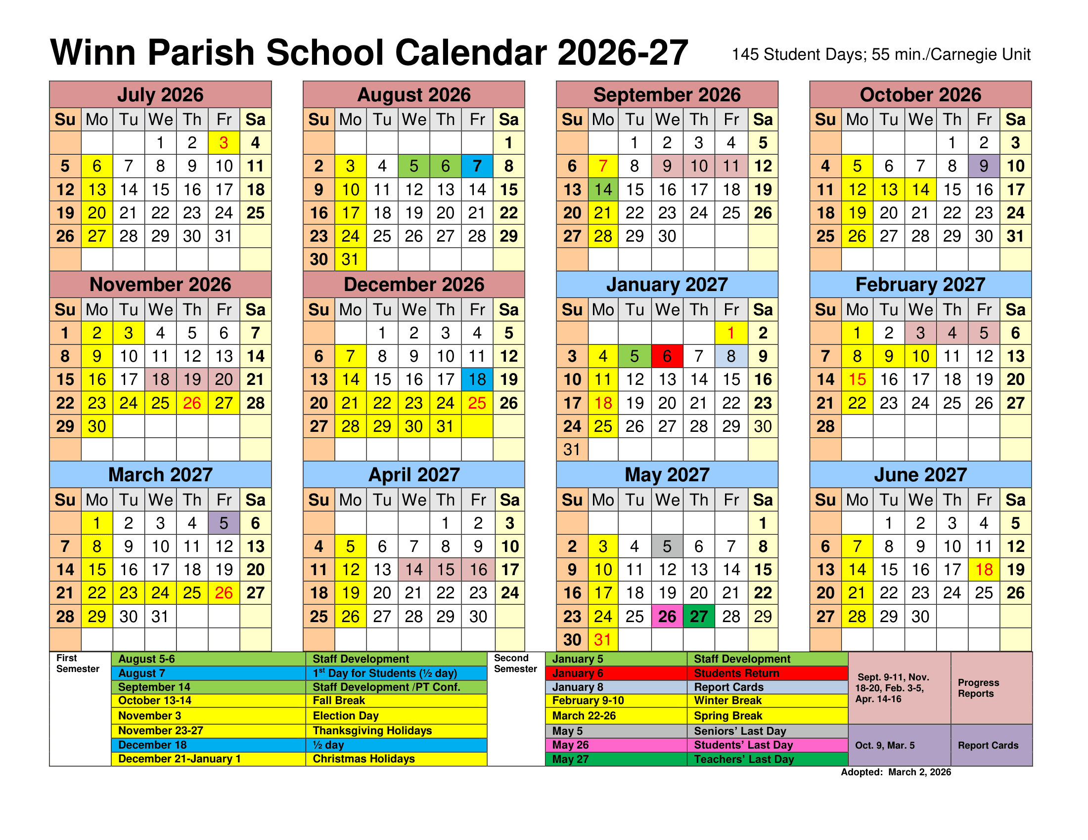 Winn Parish School Calendar 26-27 pdf