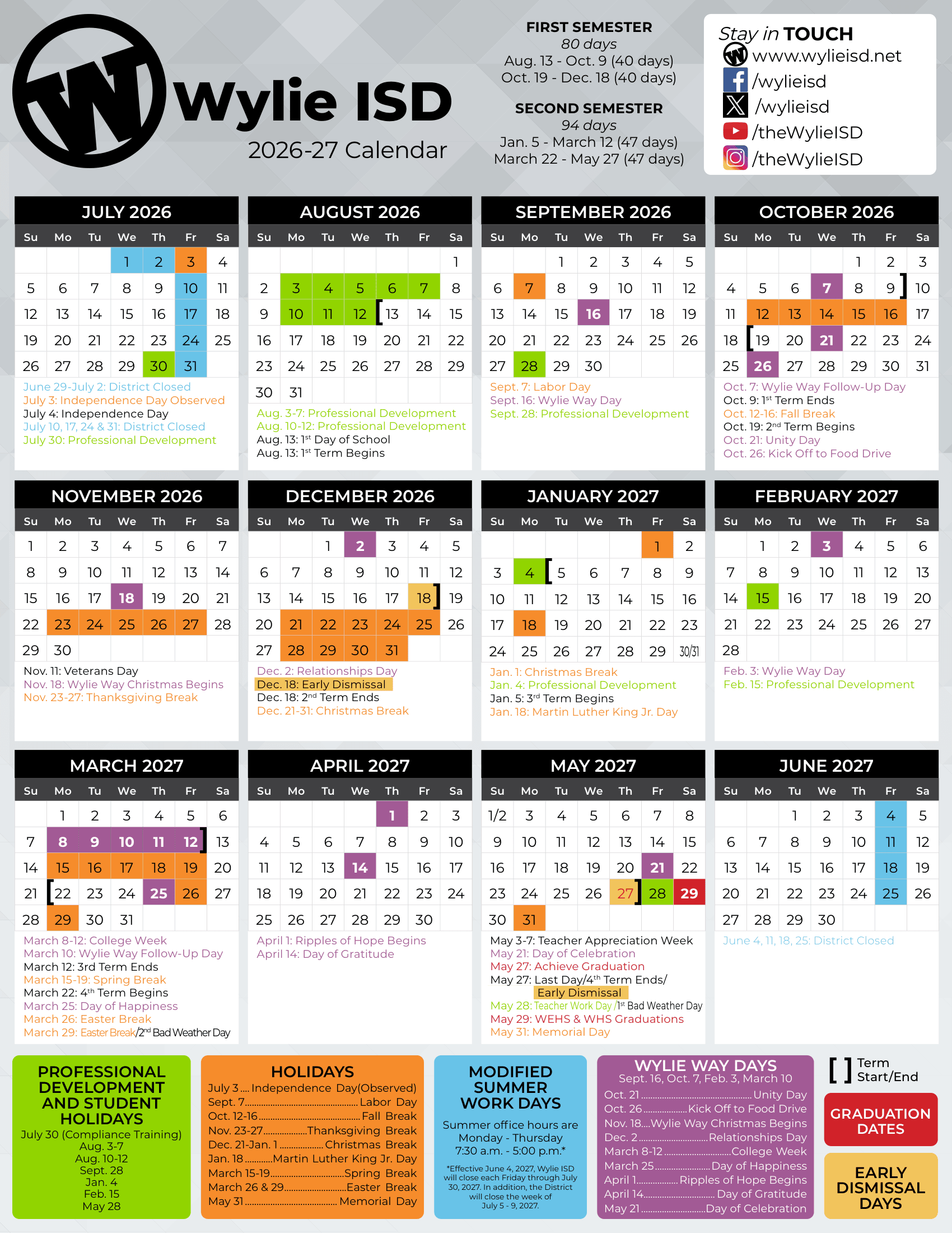 Wylie ISD Calendar 26-27 pdf