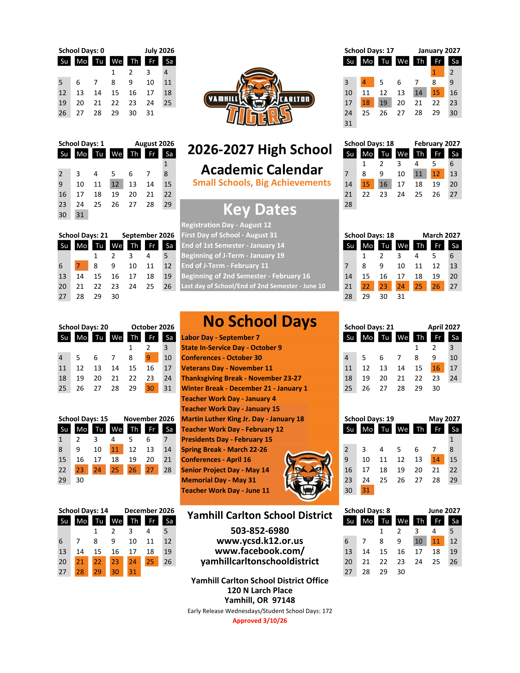 Yamhill Carlton School District Calendar 26-27 PDF