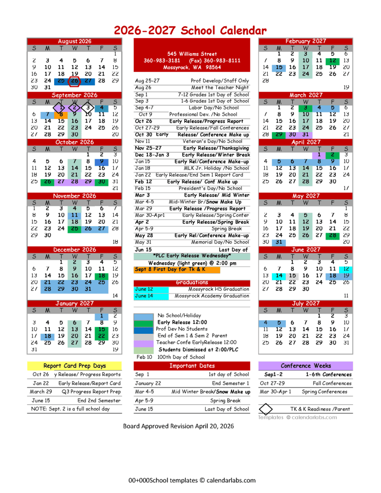 Mossyrock School Calendar 26-27 pdf