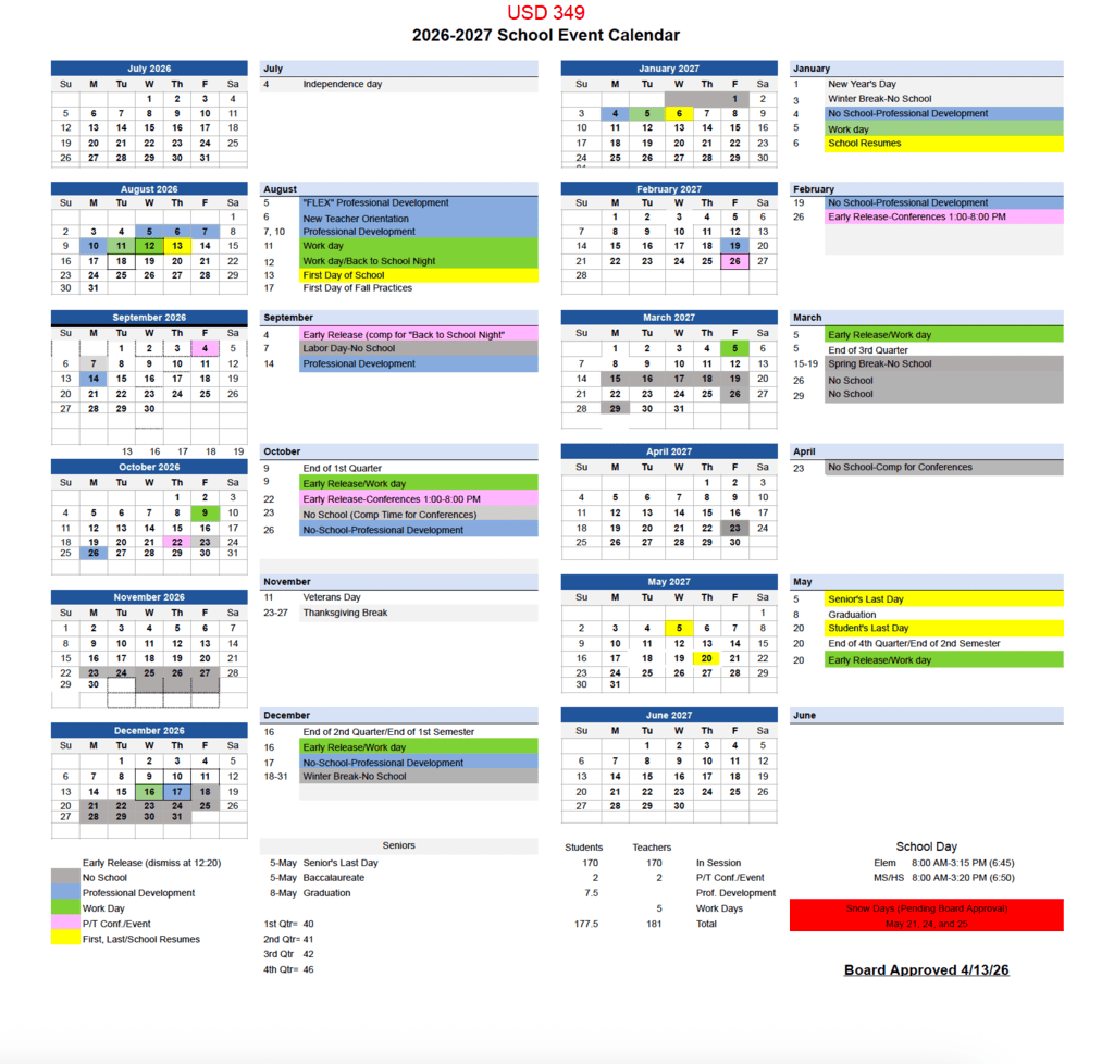 USD 349 Calendar 26-27 Revised